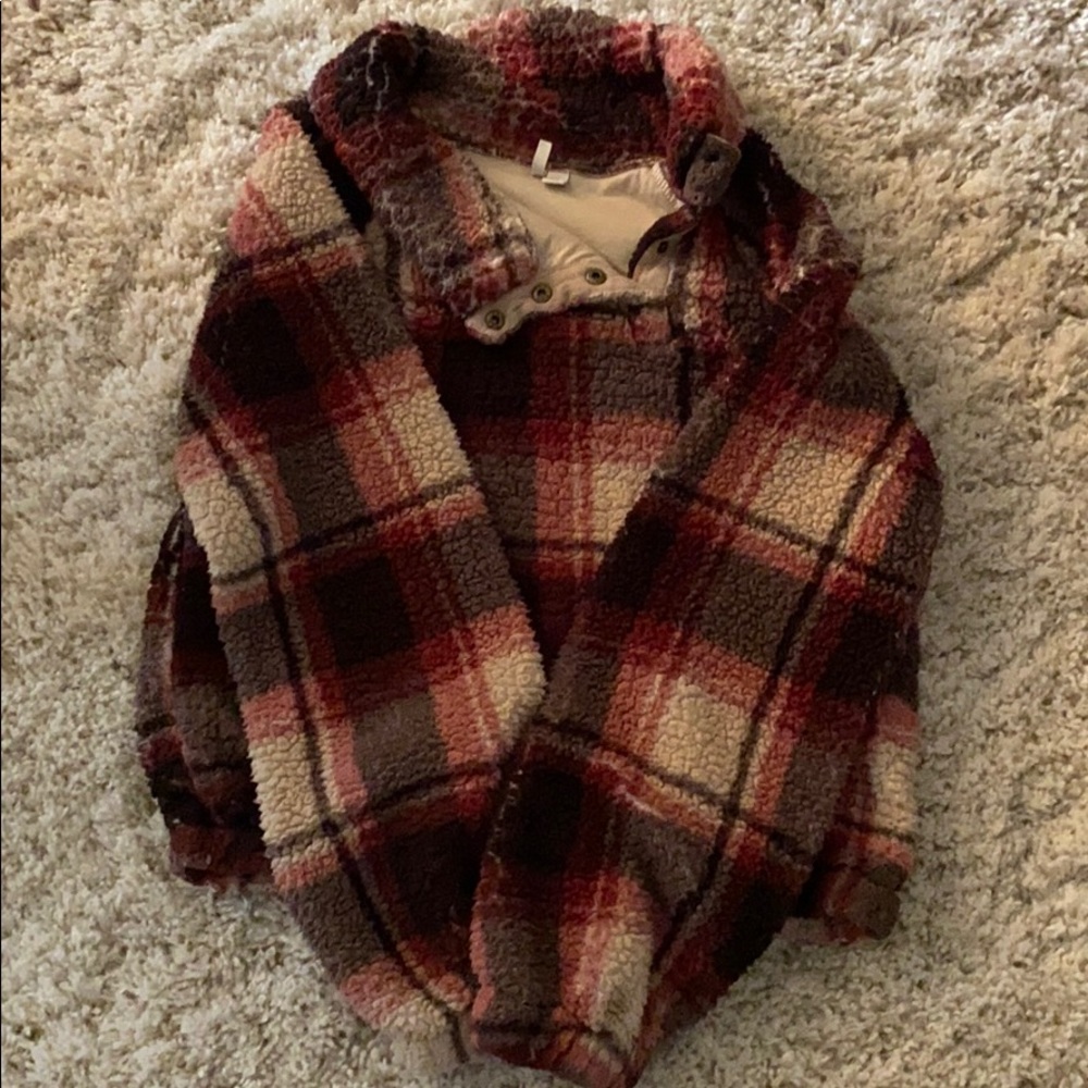 Plaid Fuzzy Sweatshirt